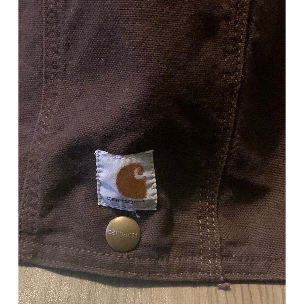 Carhartt Hood Brown Button Front Workwear Jacket